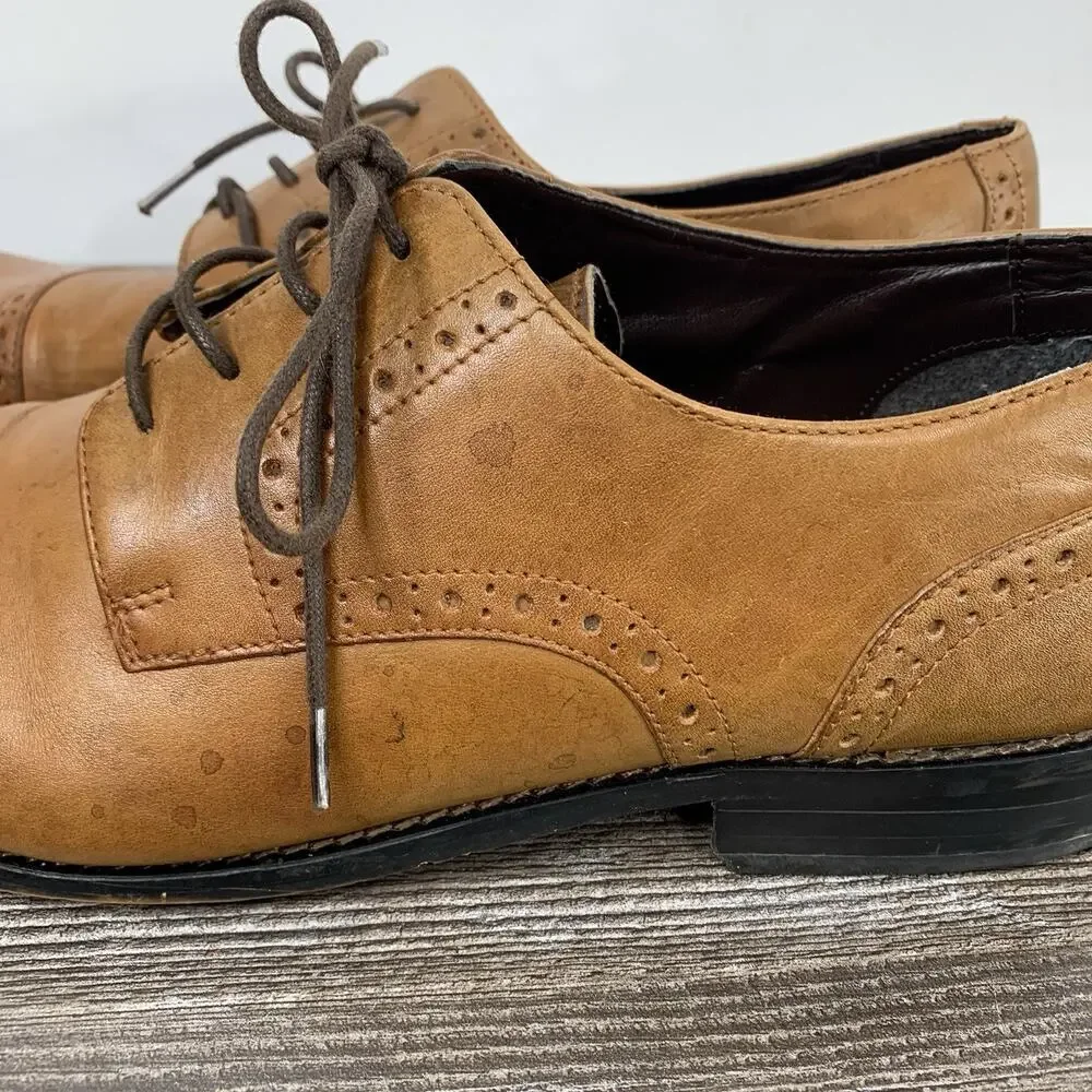 Stacy Adams Prescott Dress Shoes mens‎ 13M Brown leather cap toe oxford 24858
